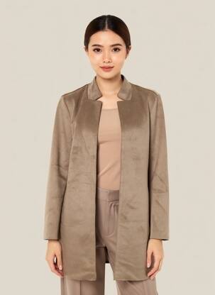 Veste casual tissage suedine marron ONLY femme