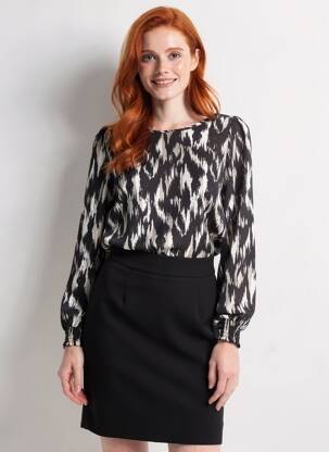 Blouse tissage popeline manches longues noir ONLY femme