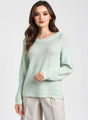 Pull maille ajourée manches longues vert ONLY femme