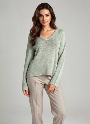 Pull maille ajourée manches longues vert ONLY femme