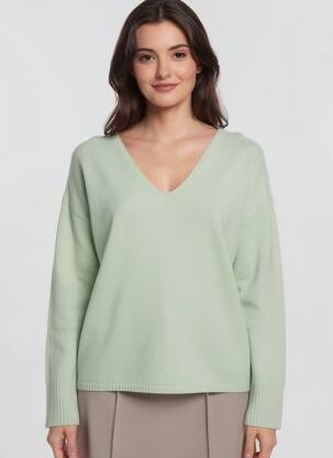 Pull coupe droite manches longues vert ONLY femme