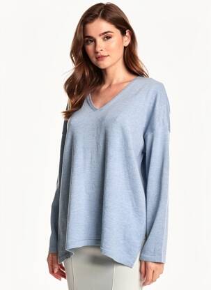 Pull coupe droite manches longues bleu ONLY femme
