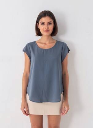 Top tissage crêpe manches courtes gris ONLY femme