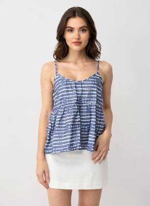 Top imprimé fantaisie fines bretelles bleu ROXY femme