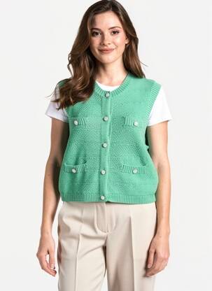 Gilet manches courtes coupe droite vert PIECES femme
