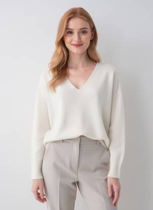 Pull coupe droite manches longues beige ONLY femme