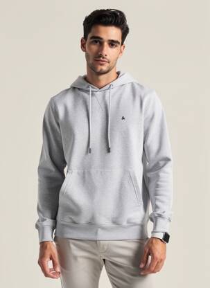 Sweat-shirt à capuche tissage jersey manches longues gris JACK & JONES homme