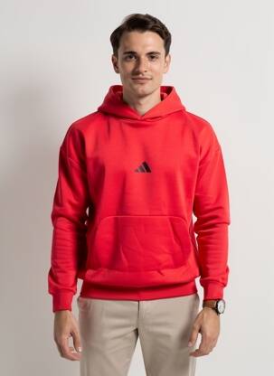Sweat-shirt à capuche tissage jersey manches longues rouge ADIDAS homme