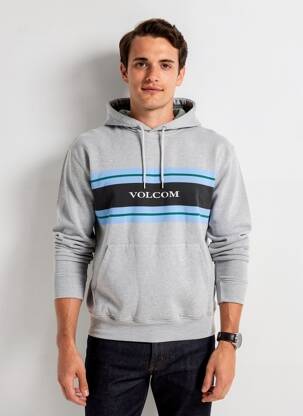 Sweat-shirt à capuche tissage jersey manches longues gris VOLCOM homme
