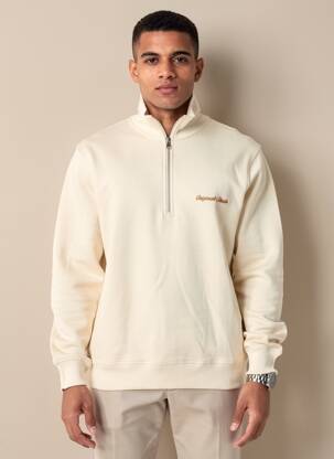 Sweat-shirt broderie manches longues beige JACK & JONES homme