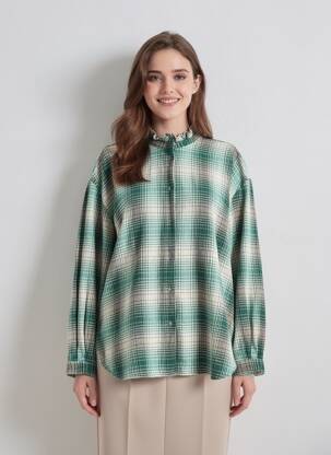 Chemisier coupe droite manches longues vert BELLEROSE femme