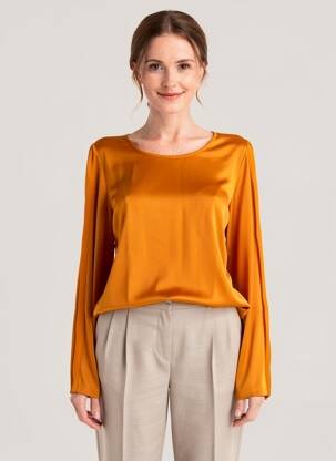 Top col rond manches longues orange LA FEE MARABOUTEE femme