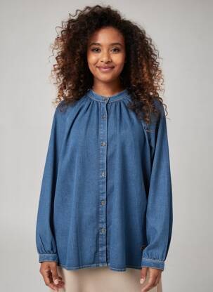 Chemisier coupe droite manches longues bleu MOS MOSH femme