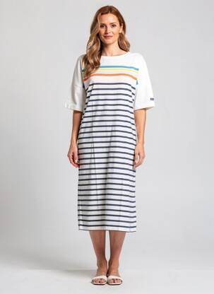 Robe mi-longue manches courtes manches courtes blanc SAINT JAMES femme