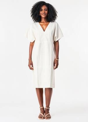Robe mi-longue manches courtes manches courtes beige SAINT JAMES femme
