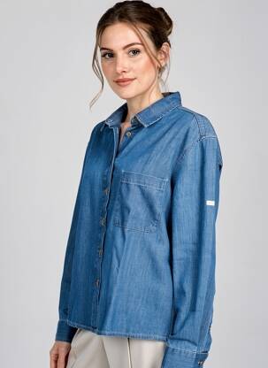 Chemisier coupe cintrée manches longues bleu SAINT JAMES femme