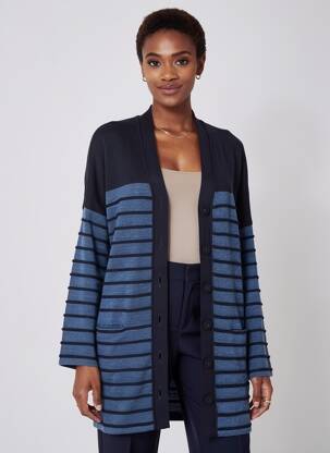 Gilet manches longues stretch bleu SAINT JAMES femme