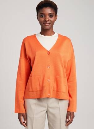 Gilet manches longues col rond orange SAINT JAMES femme