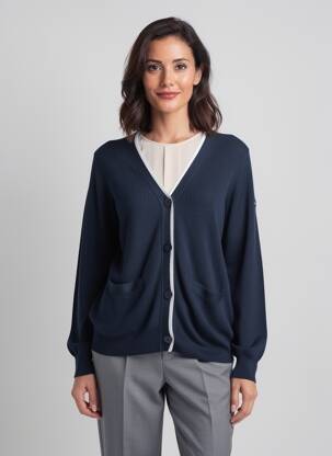 Gilet manches longues resserrée sur le bas bleu SAINT JAMES femme
