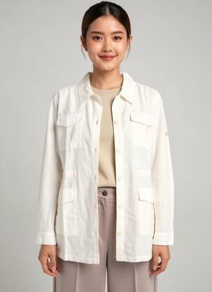 Veste casual poignets boutonnés avec fente beige SAINT JAMES femme