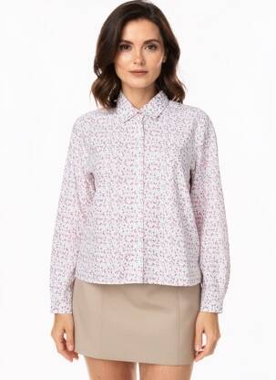 Chemisier imprimé fleurs manches longues rouge SAINT JAMES femme