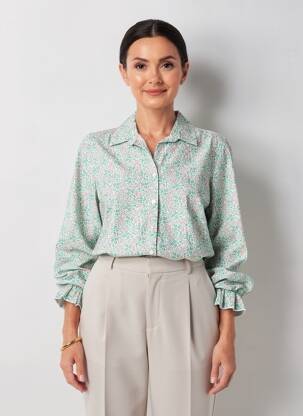 Chemisier imprimé fleurs manches longues vert SAINT JAMES femme