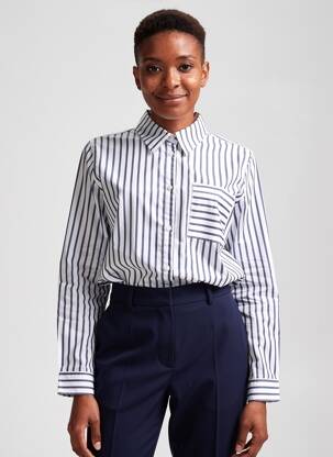 Chemisier coupe droite manches longues bleu SAINT JAMES femme