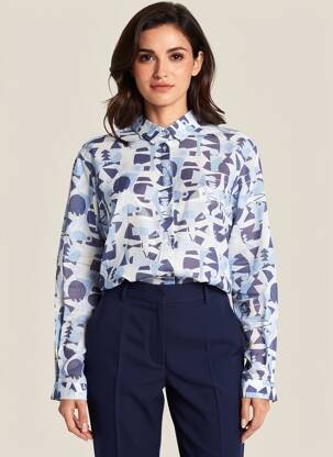 Chemisier coupe cintrée manches longues bleu SAINT JAMES femme