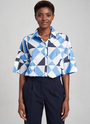 Chemisier manches courtes manches courtes bleu SAINT JAMES femme