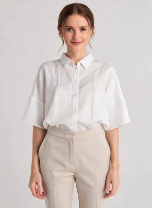 Chemisier tissage crêpe manches 3/4 blanc SAINT JAMES femme