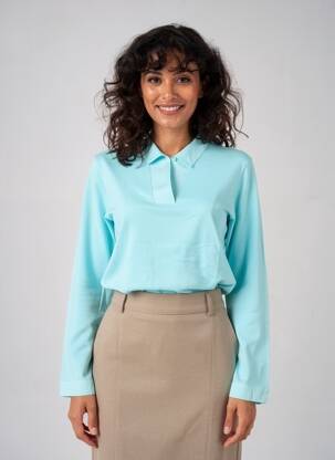 Polo manches longues manches longues bleu SAINT JAMES femme
