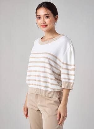 Pull stretch manches 3/4 beige SAINT JAMES femme