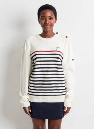Pull maille souple et aérée manches longues beige SAINT JAMES femme