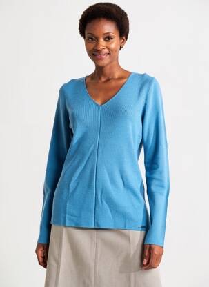 Pull col v manches longues bleu SAINT JAMES femme