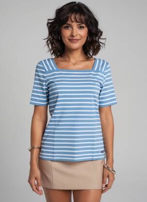 T-shirt stretch manches courtes bleu SAINT JAMES femme