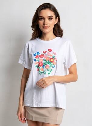 T-shirt sérigraphie manches courtes blanc SAINT JAMES femme