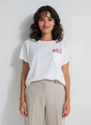T-shirt coupe droite manches courtes blanc SAINT JAMES femme