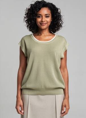 Pull stretch manches courtes vert SAINT JAMES femme