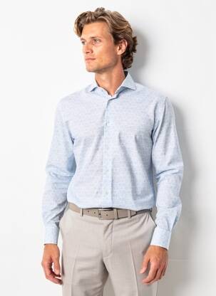 Chemise manches longues imprimé fantaisie bleu TRAIANO homme