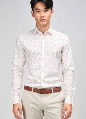 Chemise manches longues coupe cintrée marron SOOBAYA homme