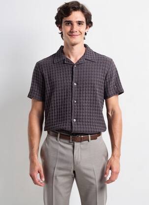 Chemise manches courtes col tailleur gris OAS COMPANY homme