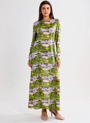 Robe longue manches longues manches longues vert FRNCH femme