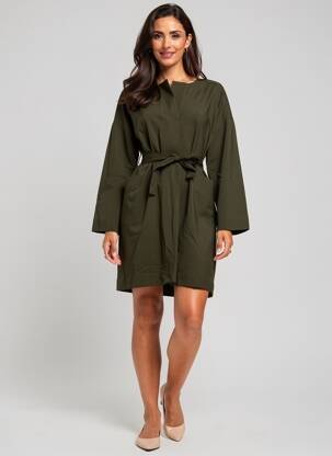 Robe mi-longue manches longues manches longues vert TINSELS femme