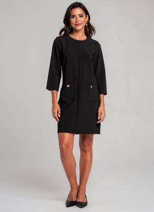 Robe courte fermeture zippée au dos manches longues noir MKT STUDIO femme
