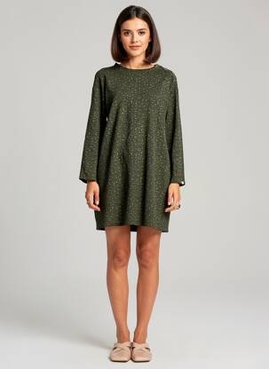 Robe courte manches longues manches longues vert AP femme