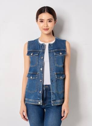 Veste casual col rond bleu SELECTED femme