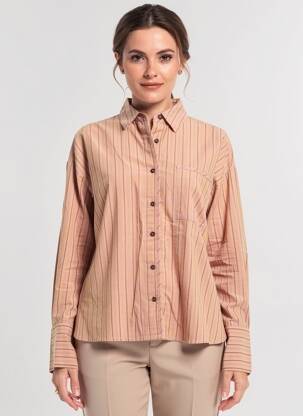 Chemisier tissage popeline manches longues orange MKT STUDIO femme