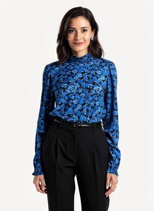 Pull col roulé coupe ajustée manches longues bleu FABIENNE CHAPOT femme