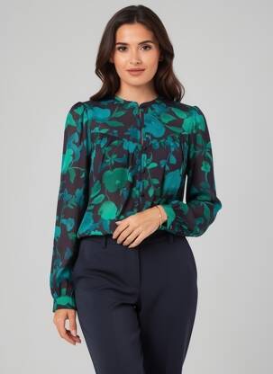 Chemisier col mao manches longues vert FABIENNE CHAPOT femme