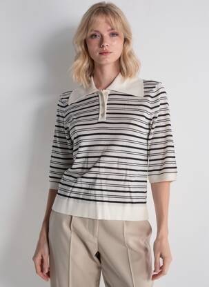 Pull stretch manches courtes beige SELECTED femme